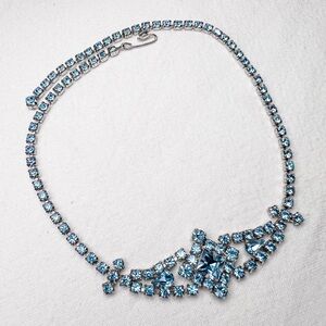 Vintage Juliana Ice Blue Rhinestone Choker Necklace 1967